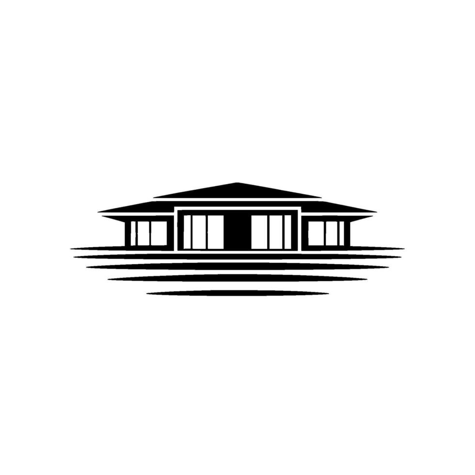 Minimalist House Modern Home in Black White, Template vector