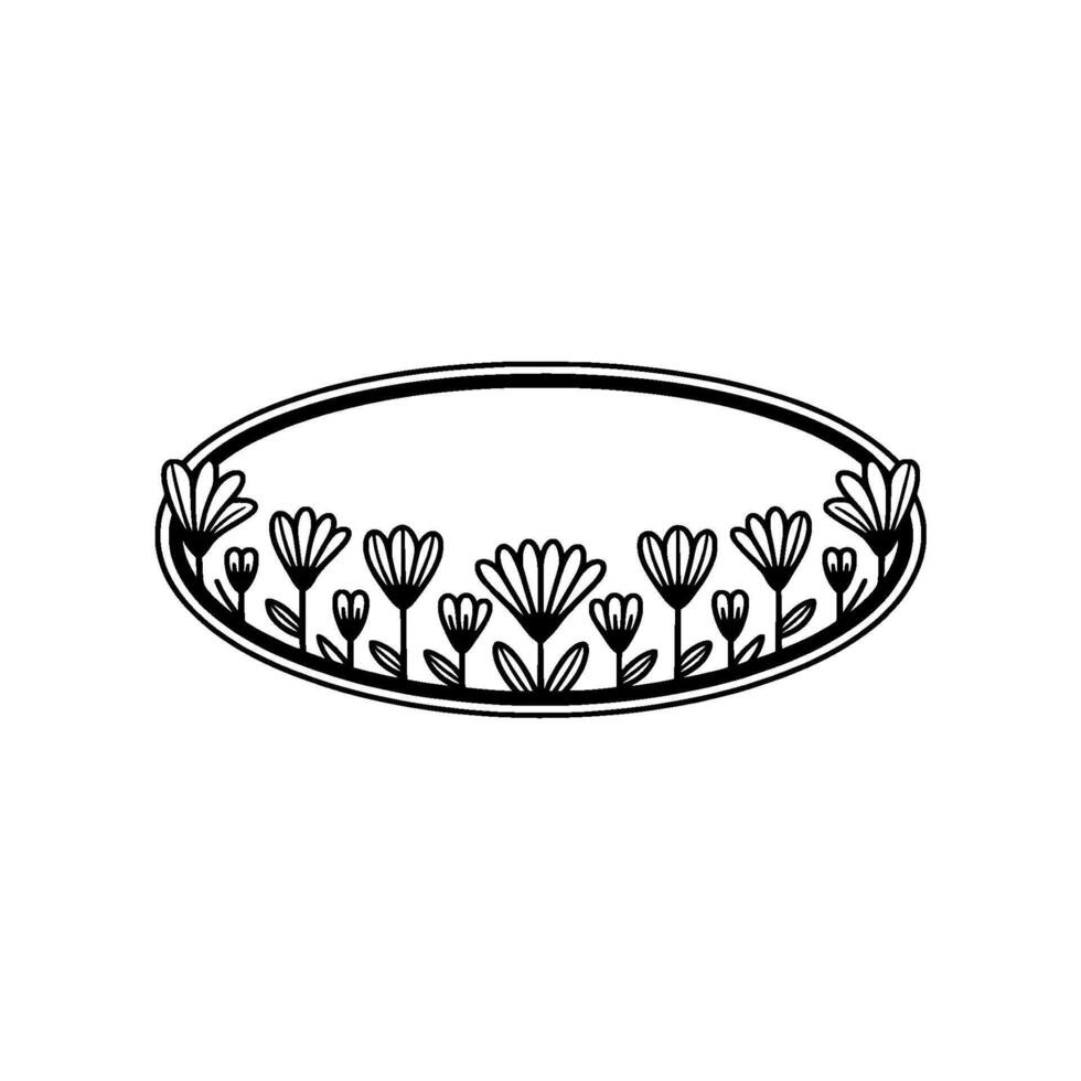 Minimalist Floral Frame - Black and White, Decorative Element vector
