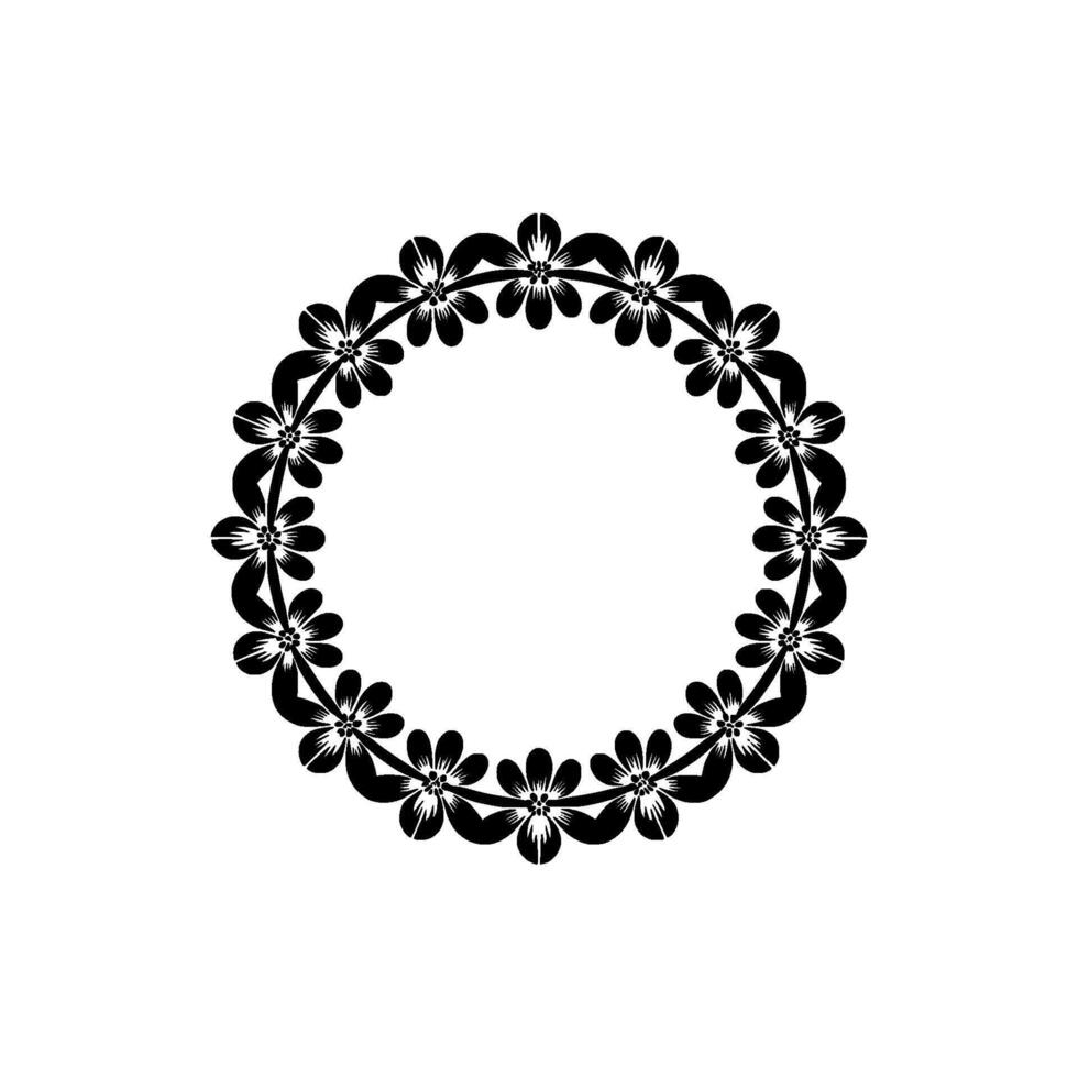 Minimalist Floral Wreath in Black White, Elegant Frame vector