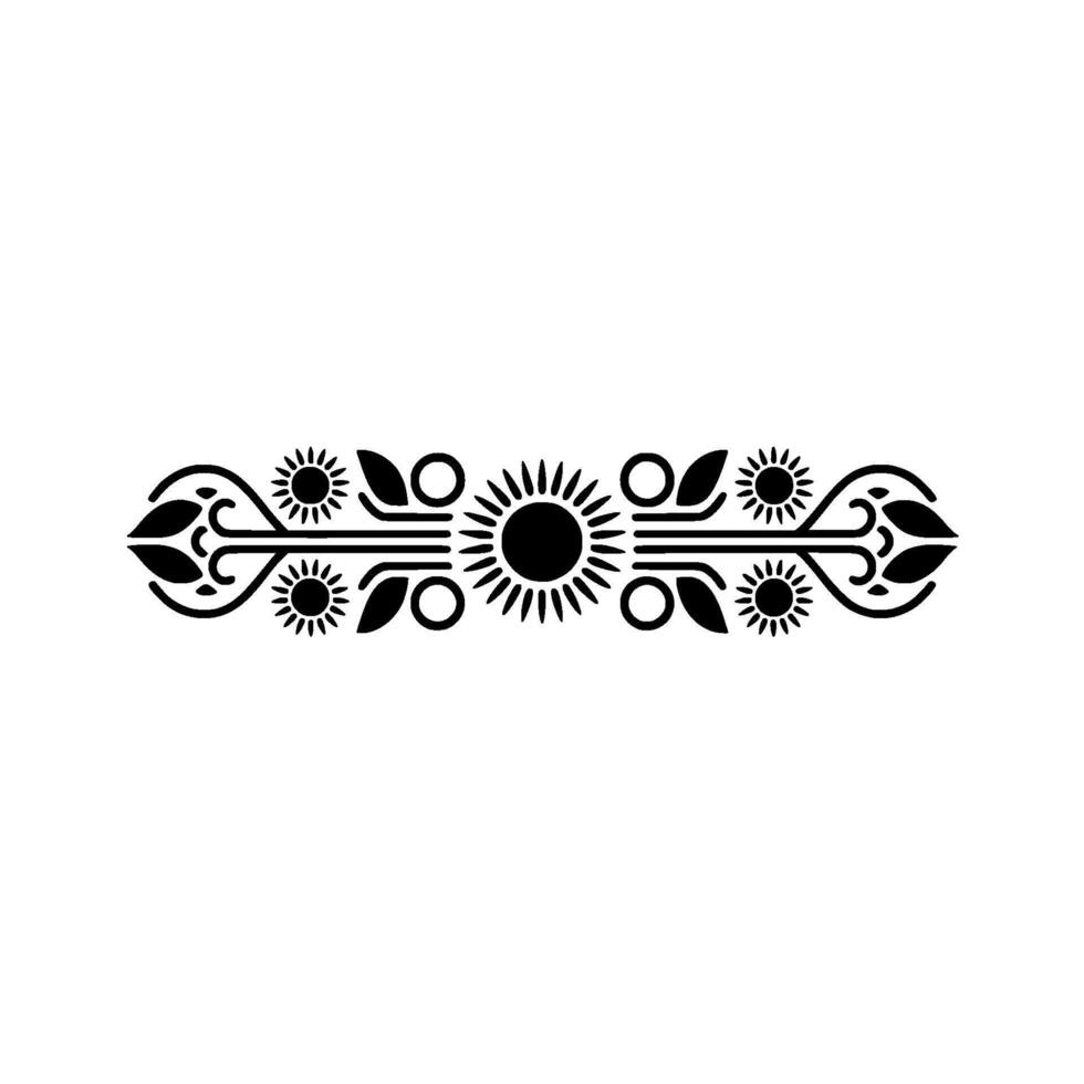 Black Botanical Sunburst Border on Light Background vector