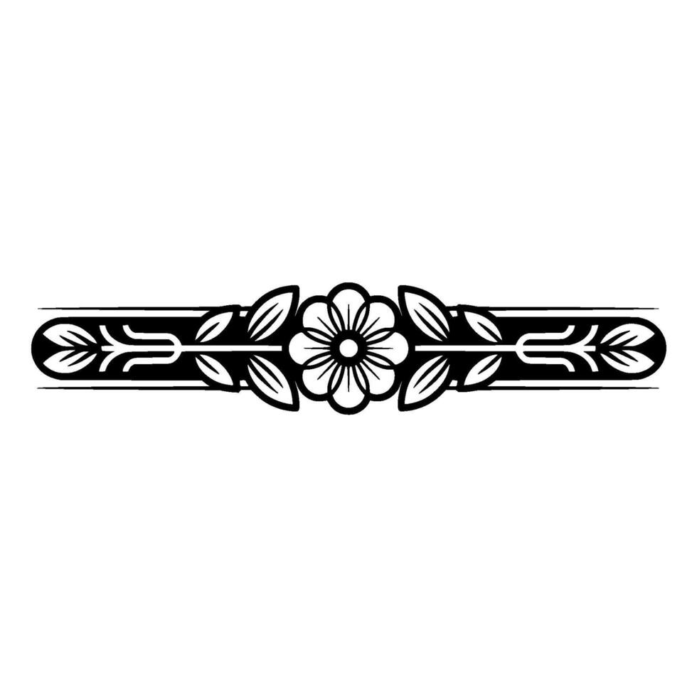 Elegant Black Floral Border Decorative Element - Line art vector