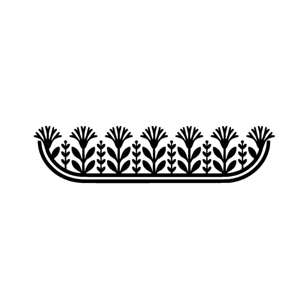 Black White Floral Border Element, Minimalist Decorative vector