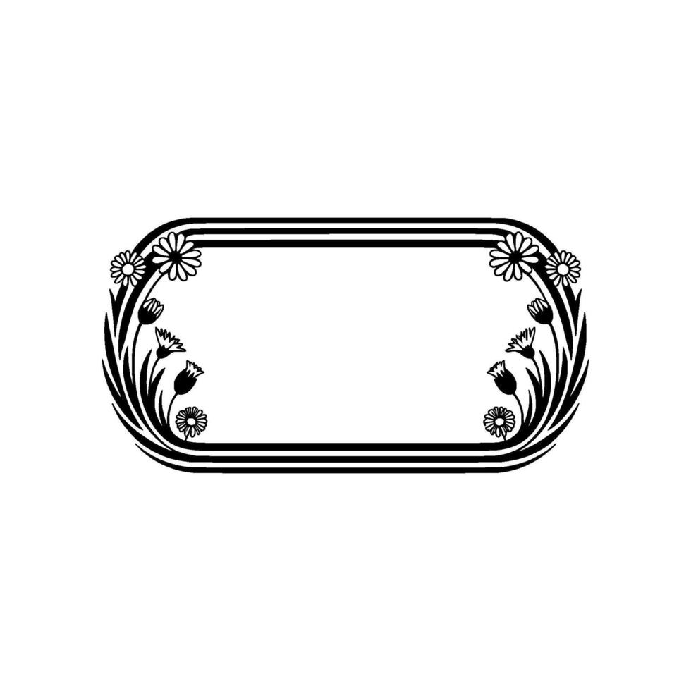 Floral Frame, Black and White, Vintage Style for Elements vector
