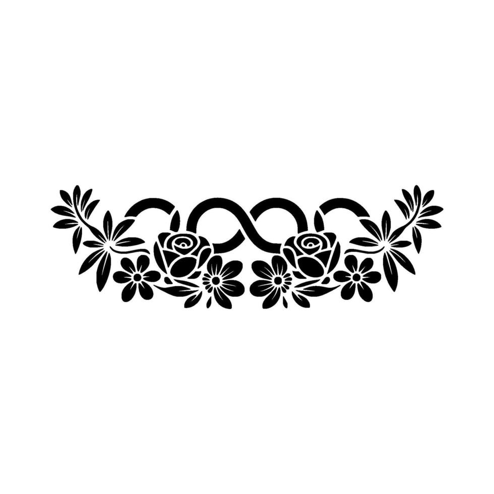 Black Floral Ornament with Infinity Symbol on White Background vector
