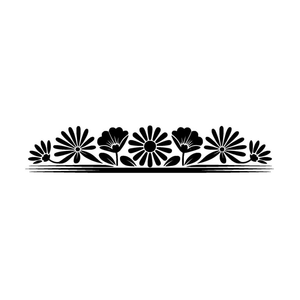 Floral Border Silhouette, Minimalist, Black on White vector