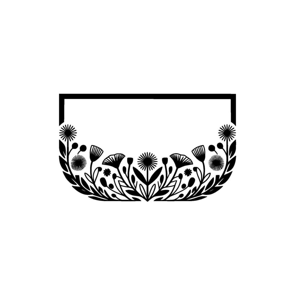 Elegant Floral Frame - Monochrome Ornament, Blank Space vector