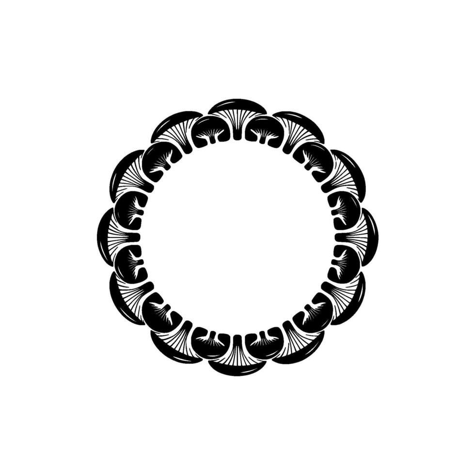 Elegant Circular Black and White Floral Motif on Gray Background vector