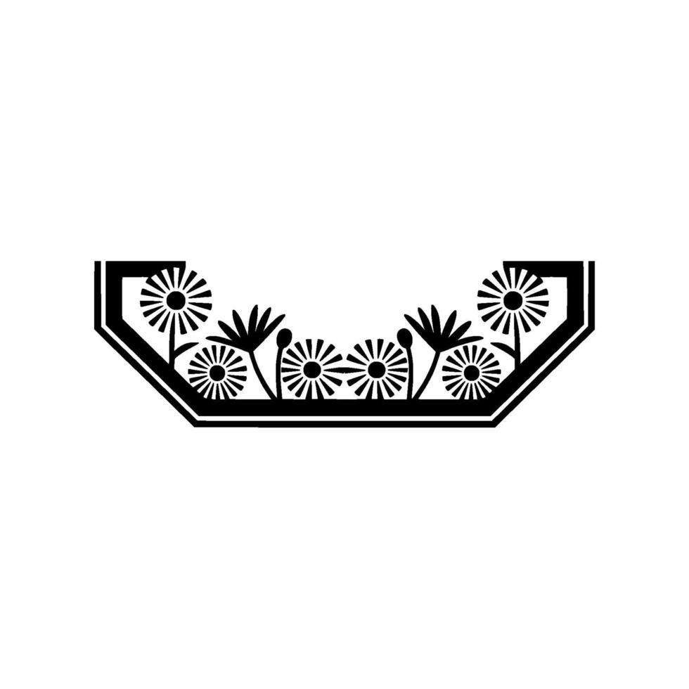Geometric Floral Border Black and White Decorative Element vector