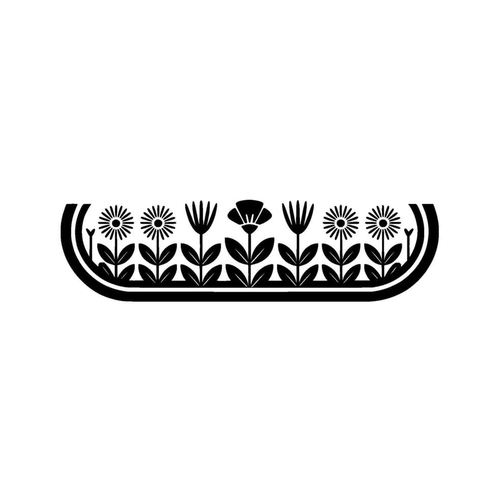 Floral Border Minimalist Black and White Element vector