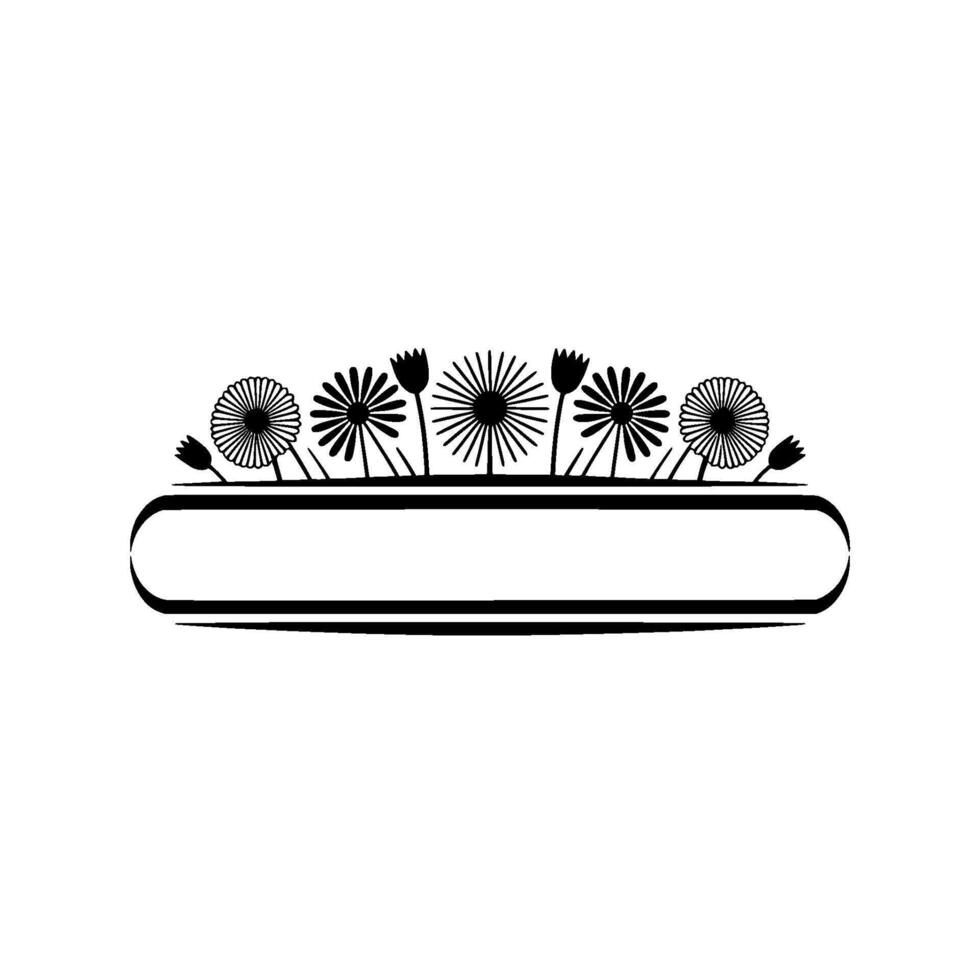 Minimalist Floral Banner, Black and White for Invitations vector