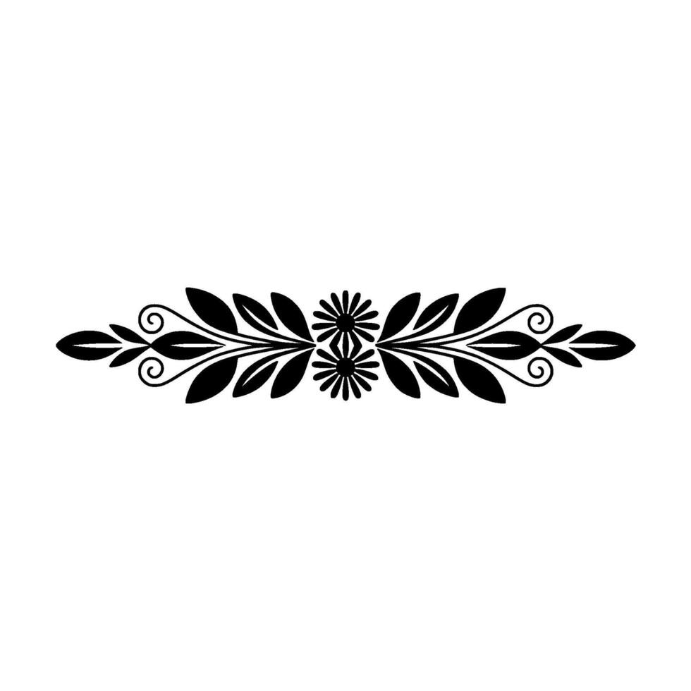 Elegant Black Floral Border on White Background, Daisies vector