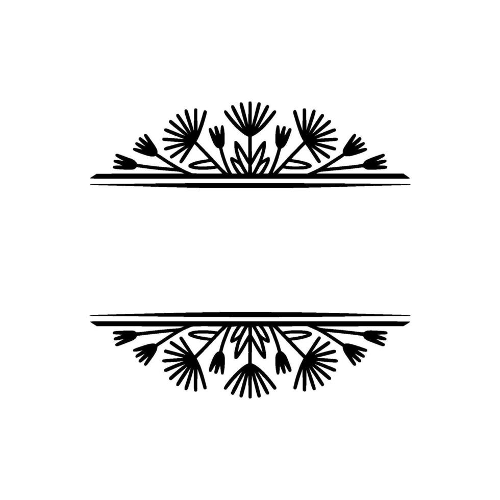 Minimalist Floral Frame Illustration, Black and White, Border vector