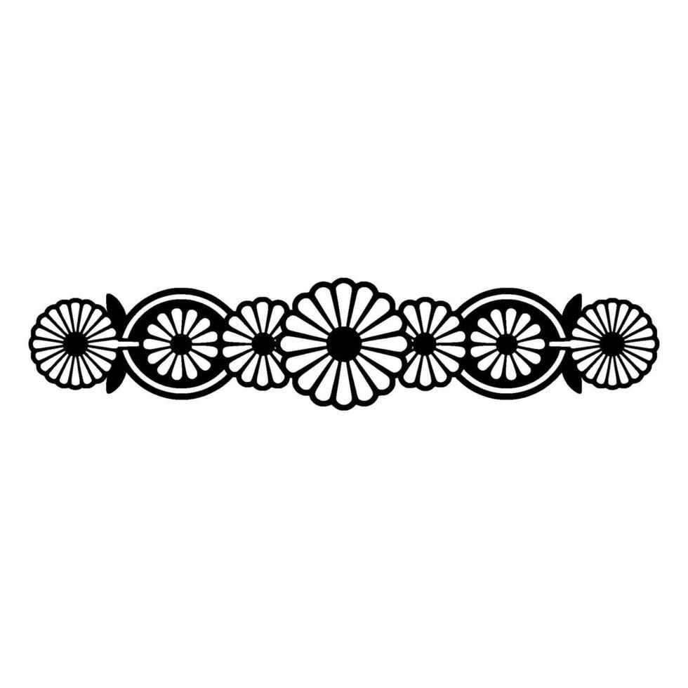 Ornamental Floral Border, Black White Pattern, Minimalist vector