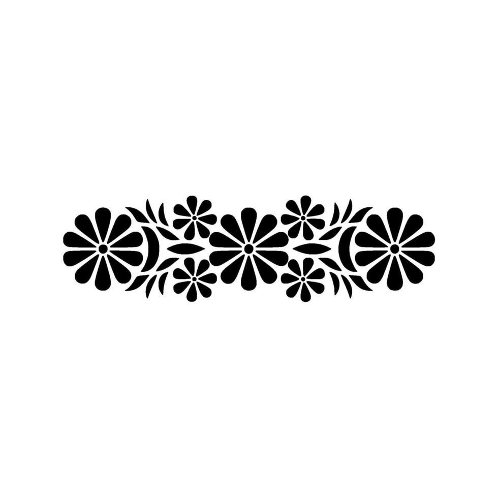 Minimalist Floral Border in Black on White vector