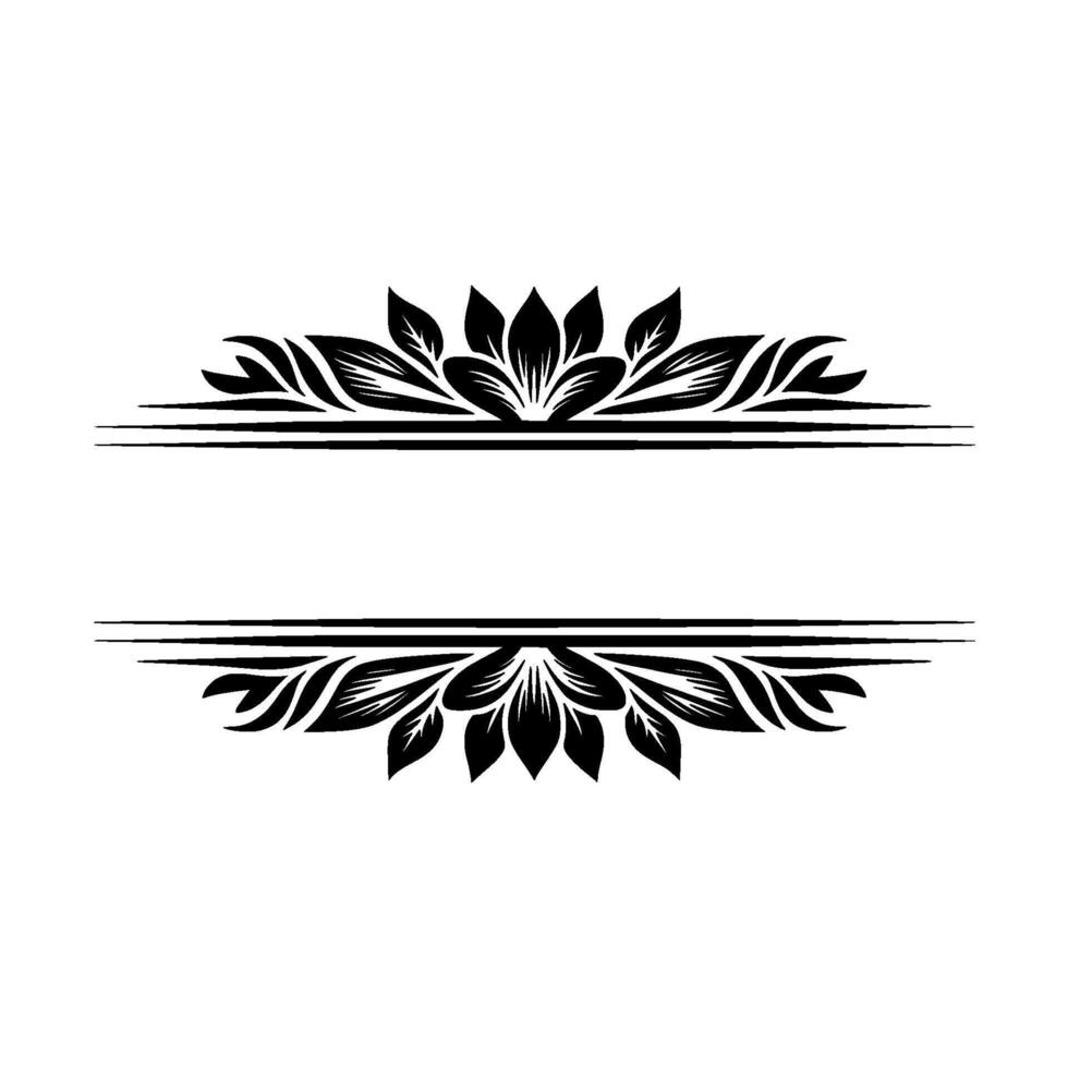 Elegant Floral Frame Border, Black and White - Floral border vector