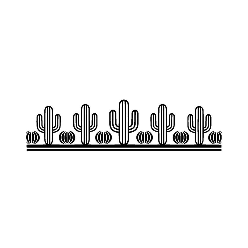 Minimalist Desert Cactus Border - Linear vector