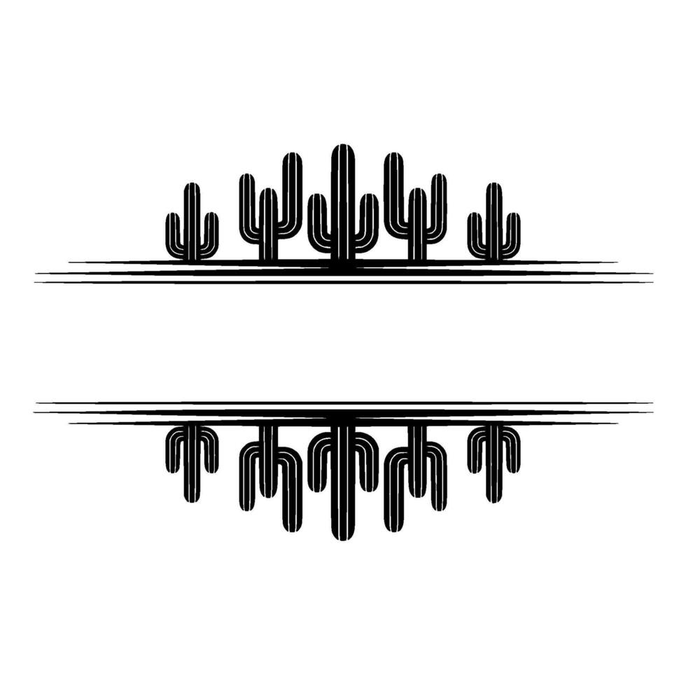 Geometric Cactus Frame in Minimalist Style, Black and White vector