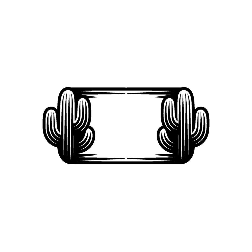 Cactus Frame Emblem Illustration, Southwestern, Minimalist vector