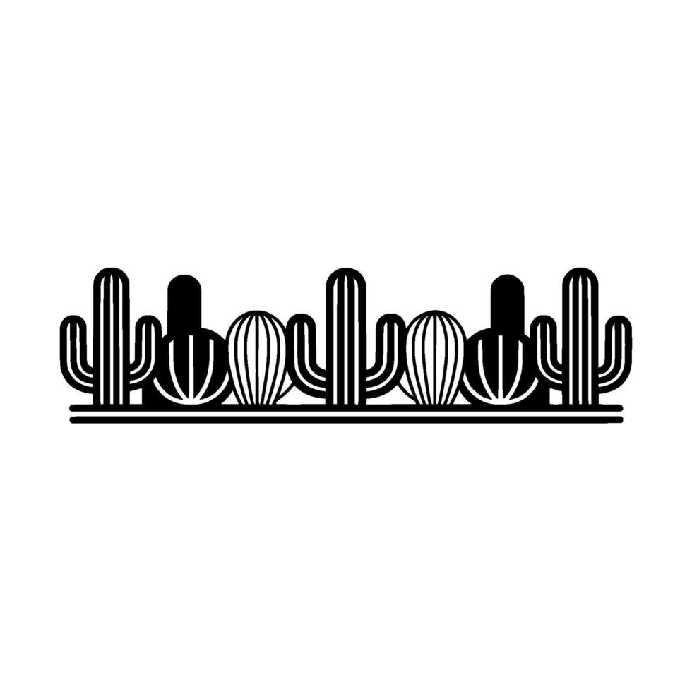 Minimalist Cactus Border, Black and White Illustration vector