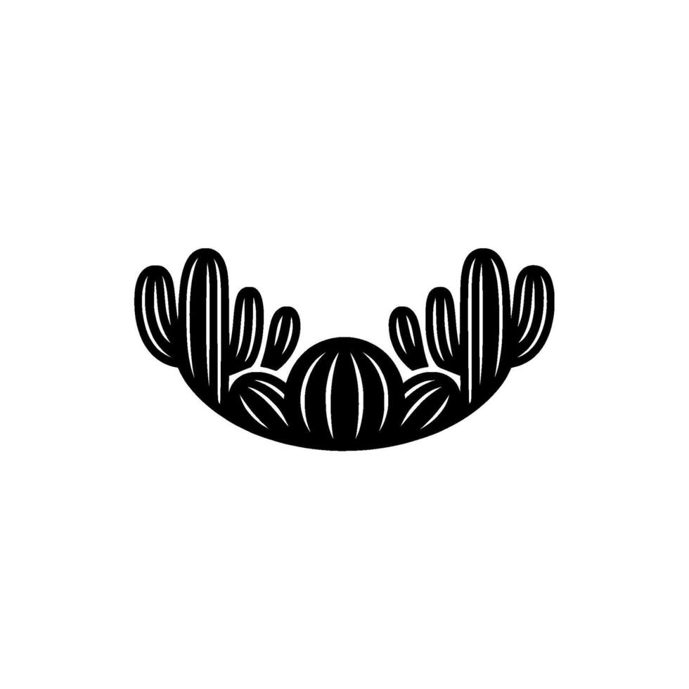 Minimalist Black and White Cactus Silhouette, Nature Concept vector
