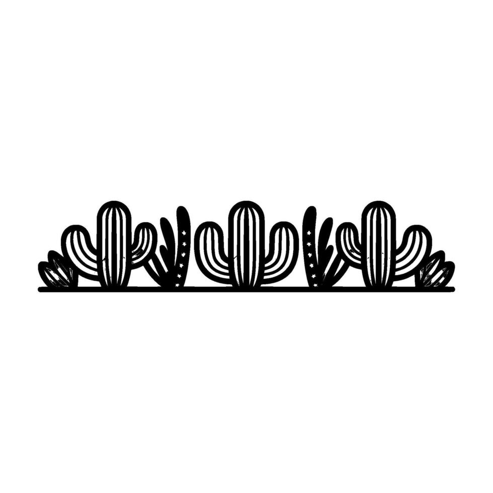 Stylized Cactus Border Illustration, Minimalist Desert vector