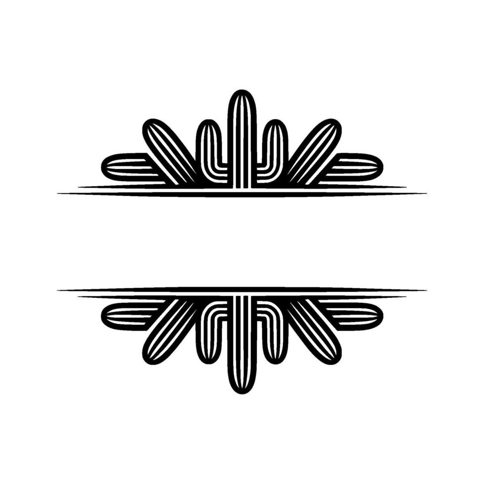 Minimalist Cactus Frame Template - Black White Illustration vector
