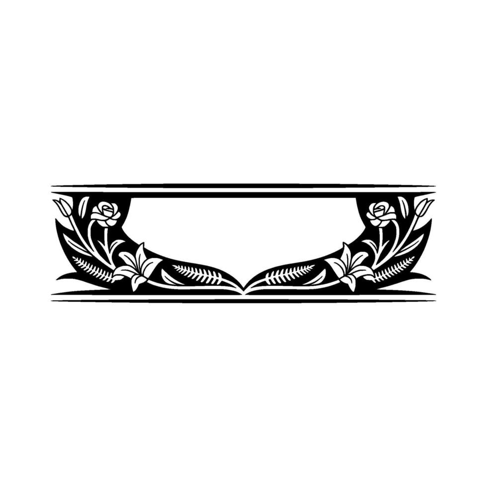 Elegant Floral Border in Black White, Frame vector