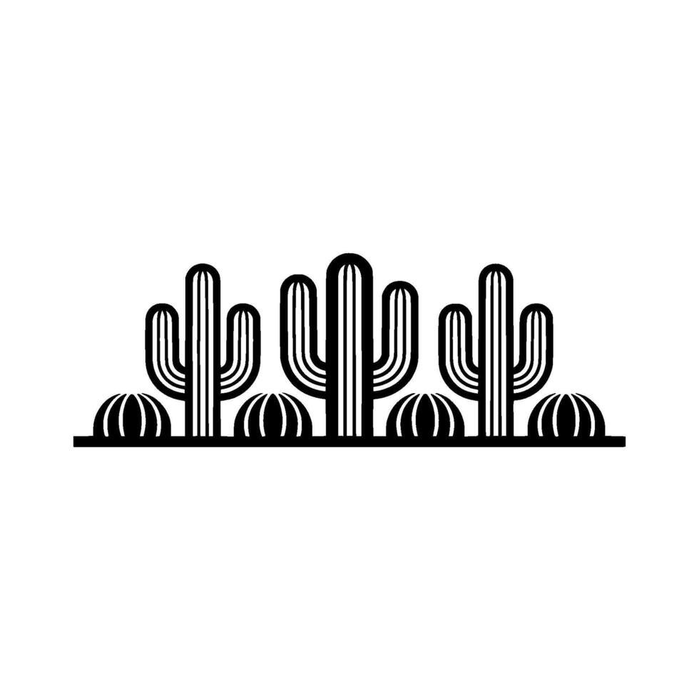 Minimalist Black White Cactus Border vector