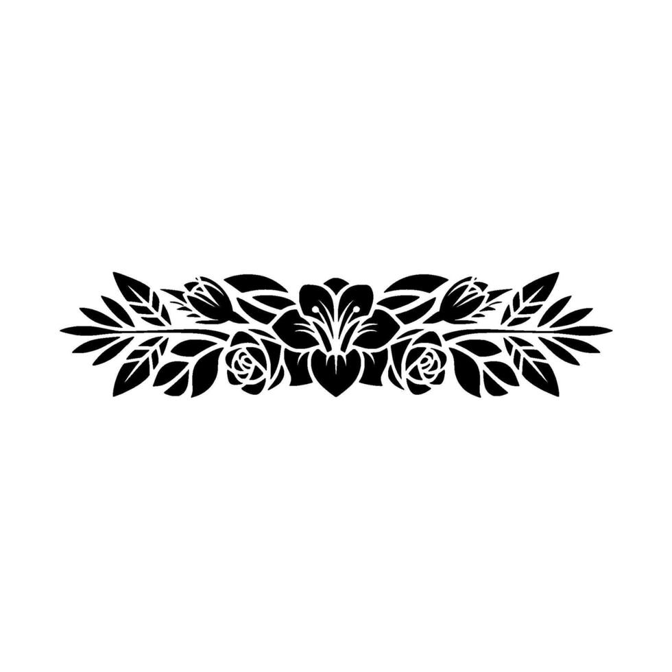 Elegant Black Floral Border on White Background - Art nouveau - Ornament vector