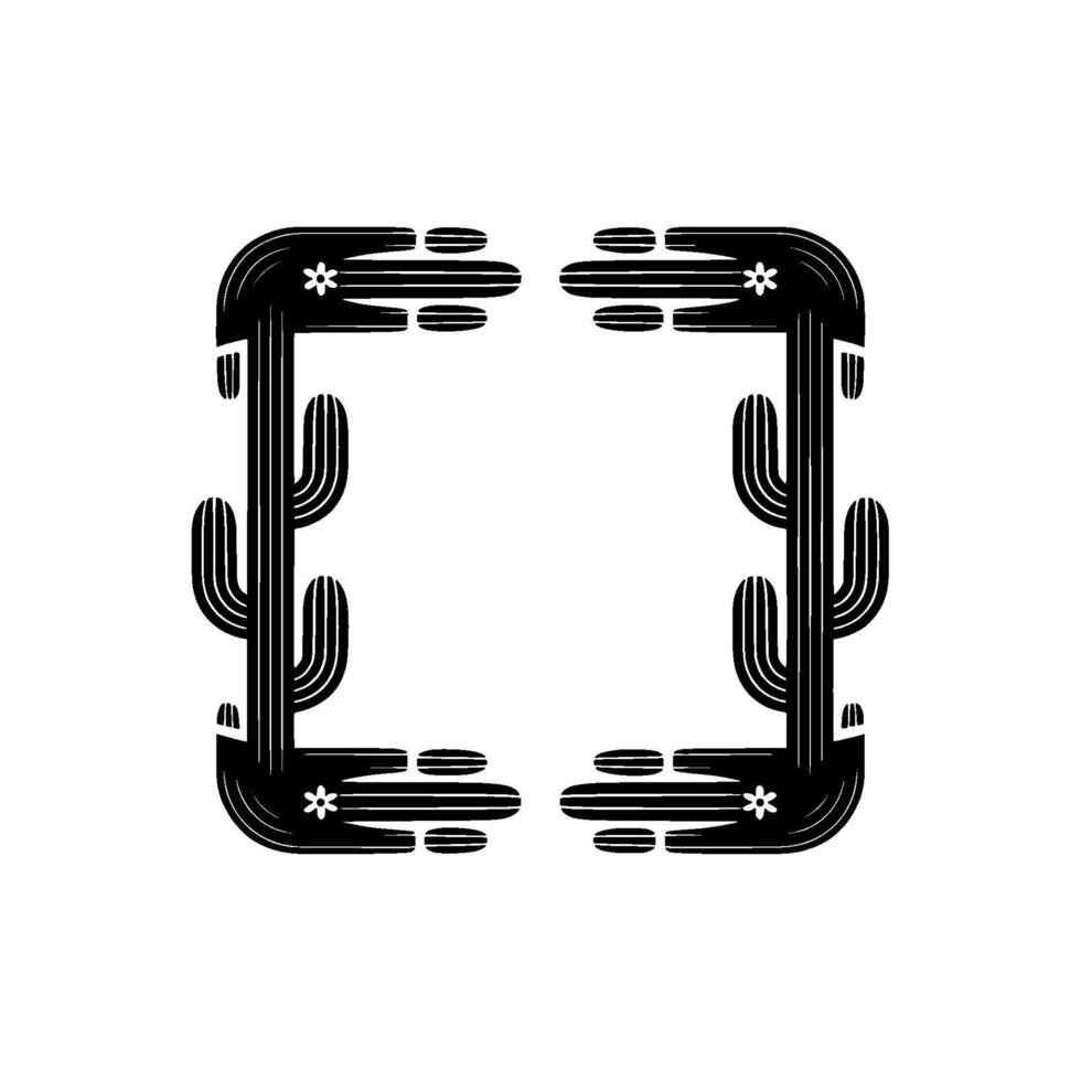 Geometric Cactus Frame, Minimalist Southwest vector