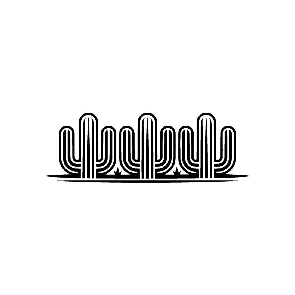 Minimalist Cactus Line Art Desert in Black and White vector