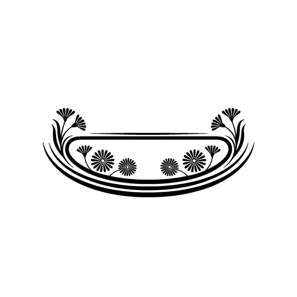 Elegant Floral Frame in Black and White, Minimalist, Art deco vector
