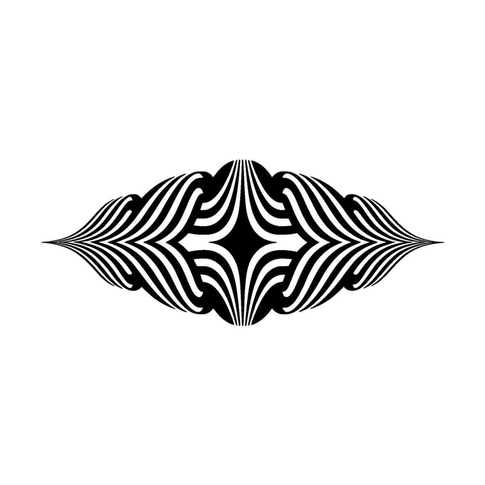 Abstract Op Art Floral Ornament Black White vector