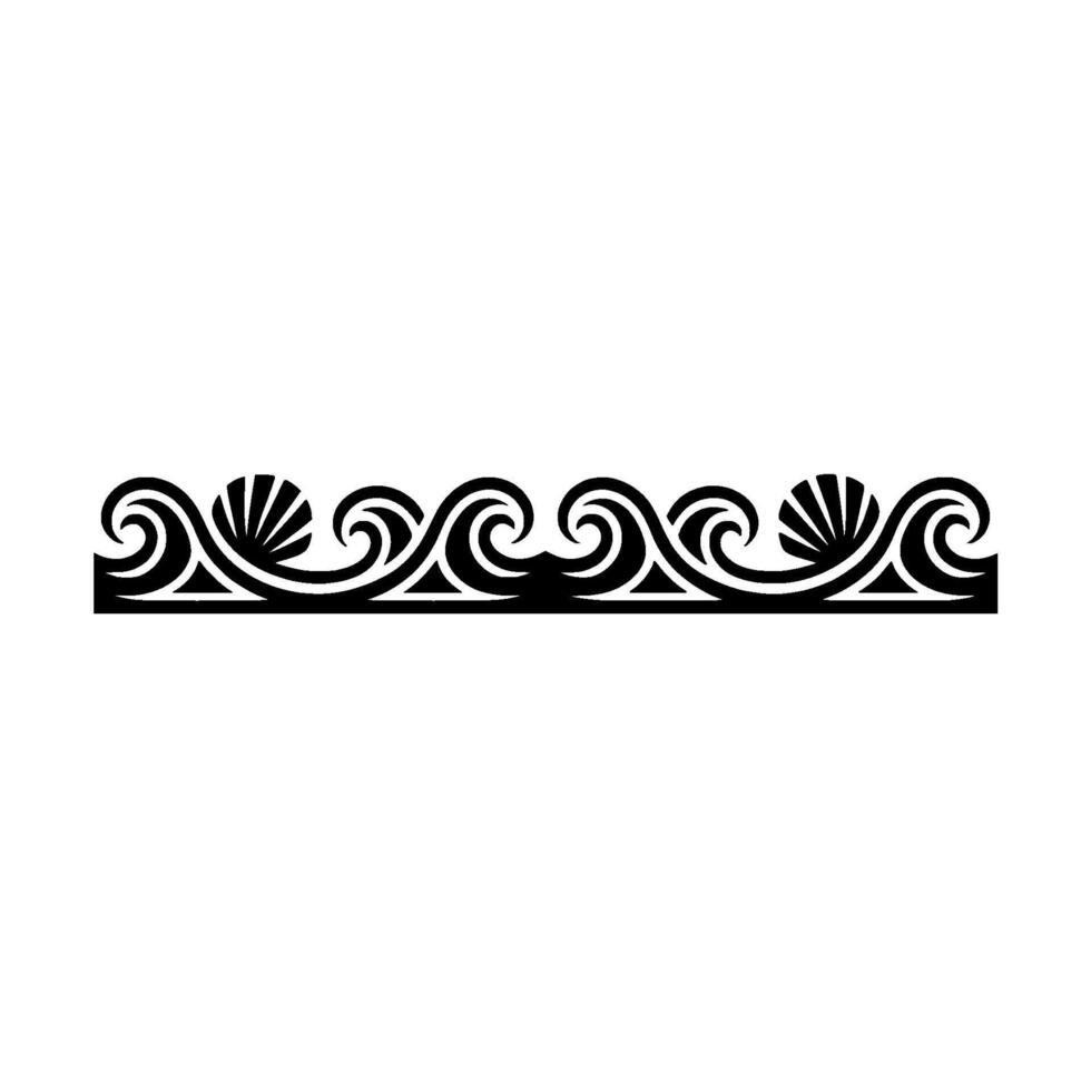 Elegant Wave and Shell Border - Black vector