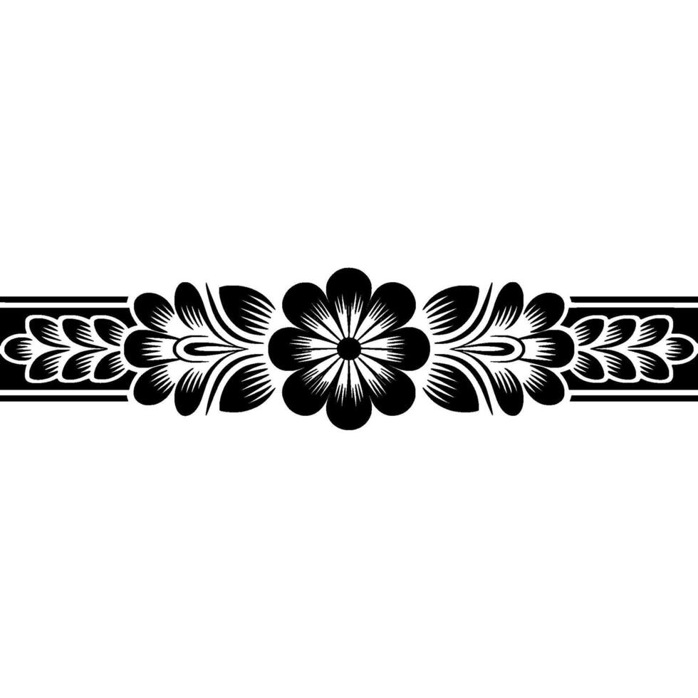 Elegant Black Floral Border on White Backdrop, Illustration vector