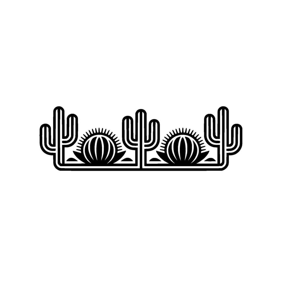 Minimalist Southwestern Desert Border Black White Cactus vector