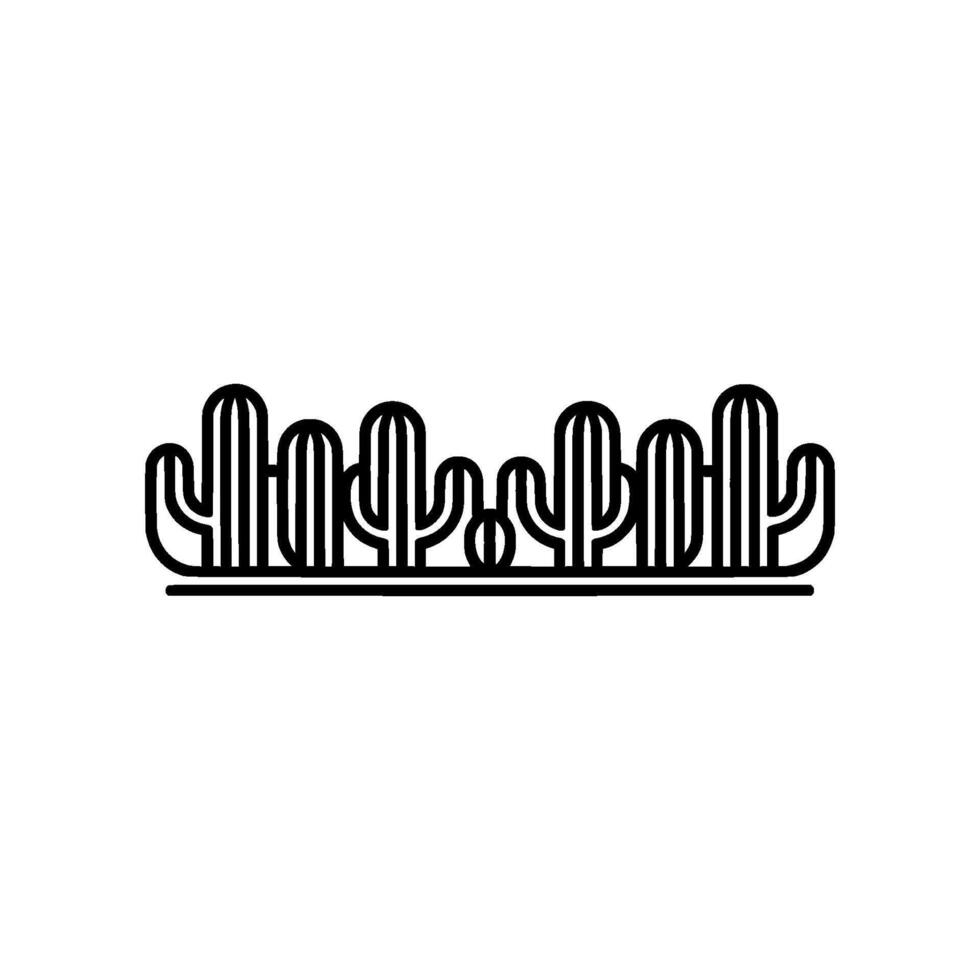 Minimalist Cactus Line Art Desert Landscape vector