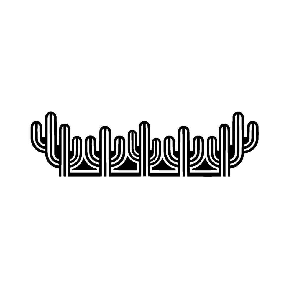 Minimalist Cactus Border Geometric Southwest, Monochromatic vector