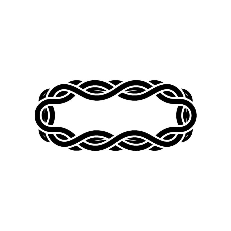 Black Woven Oval Frame on White Minimalist, Decorative vector