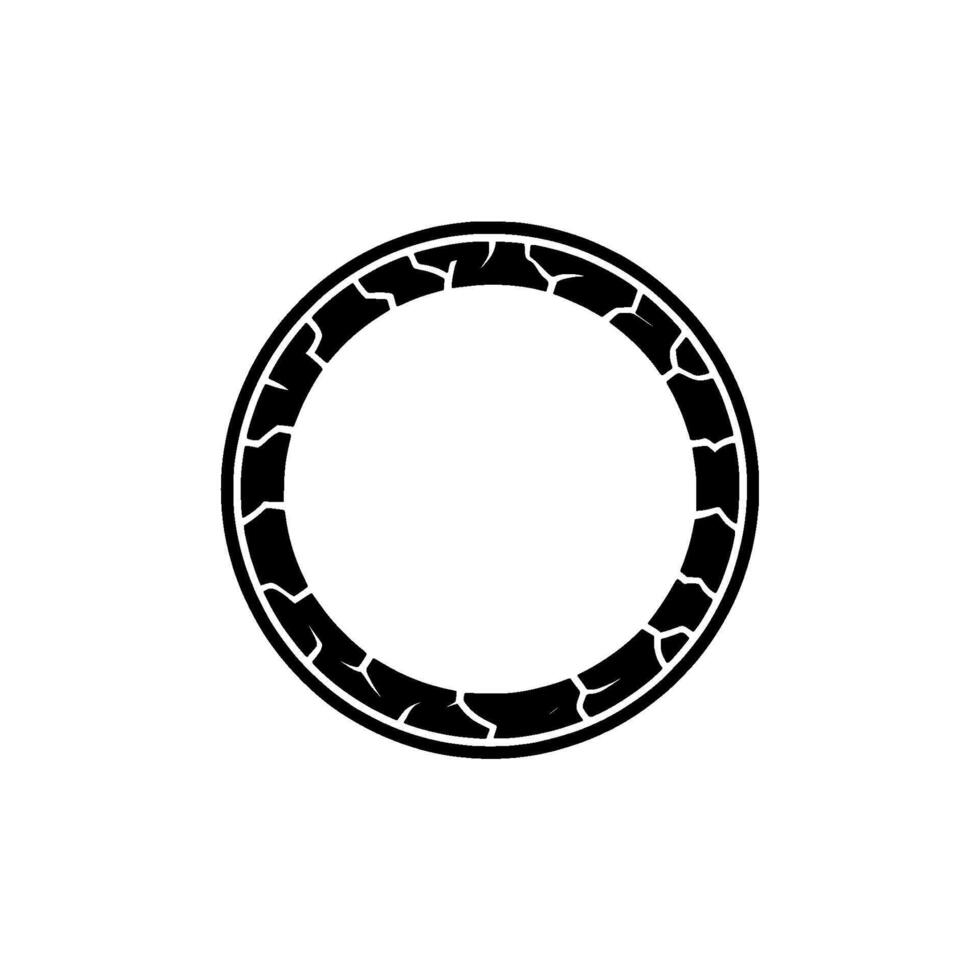 Minimalist Tire Tread Circle, Black White vector