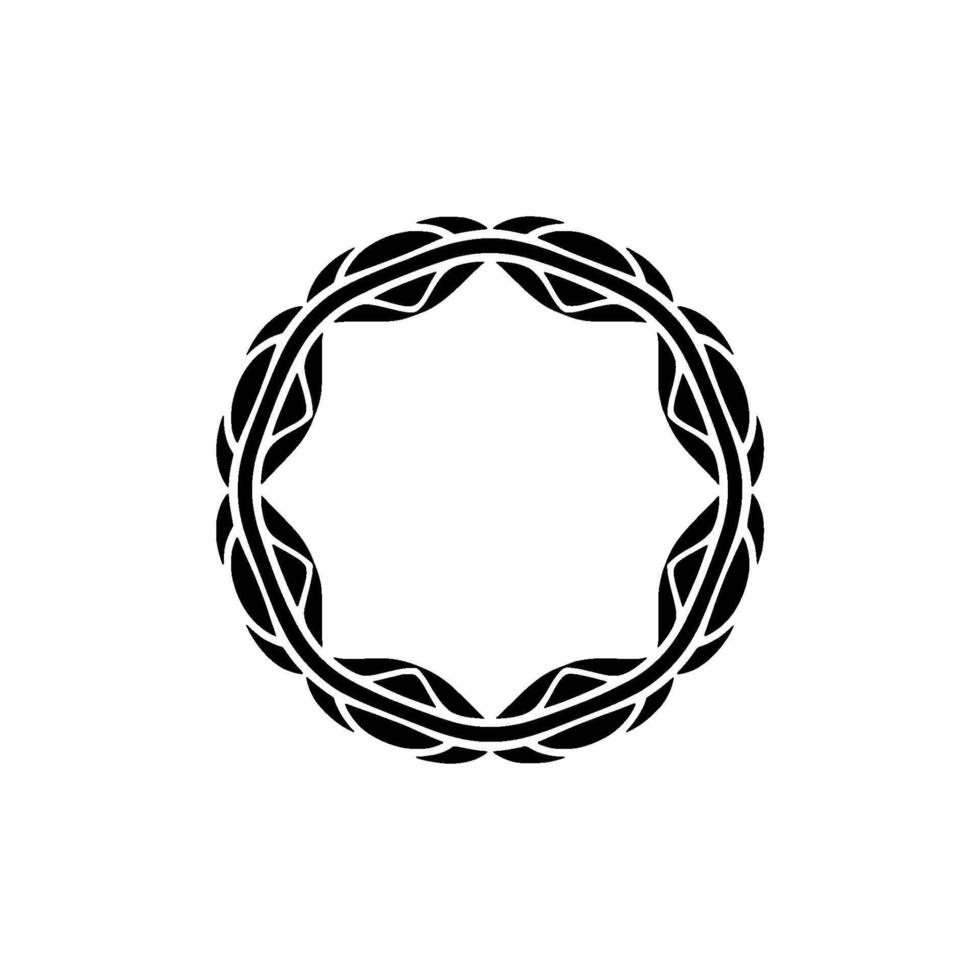 Minimalist Black Leafy Circle on Light Background vector