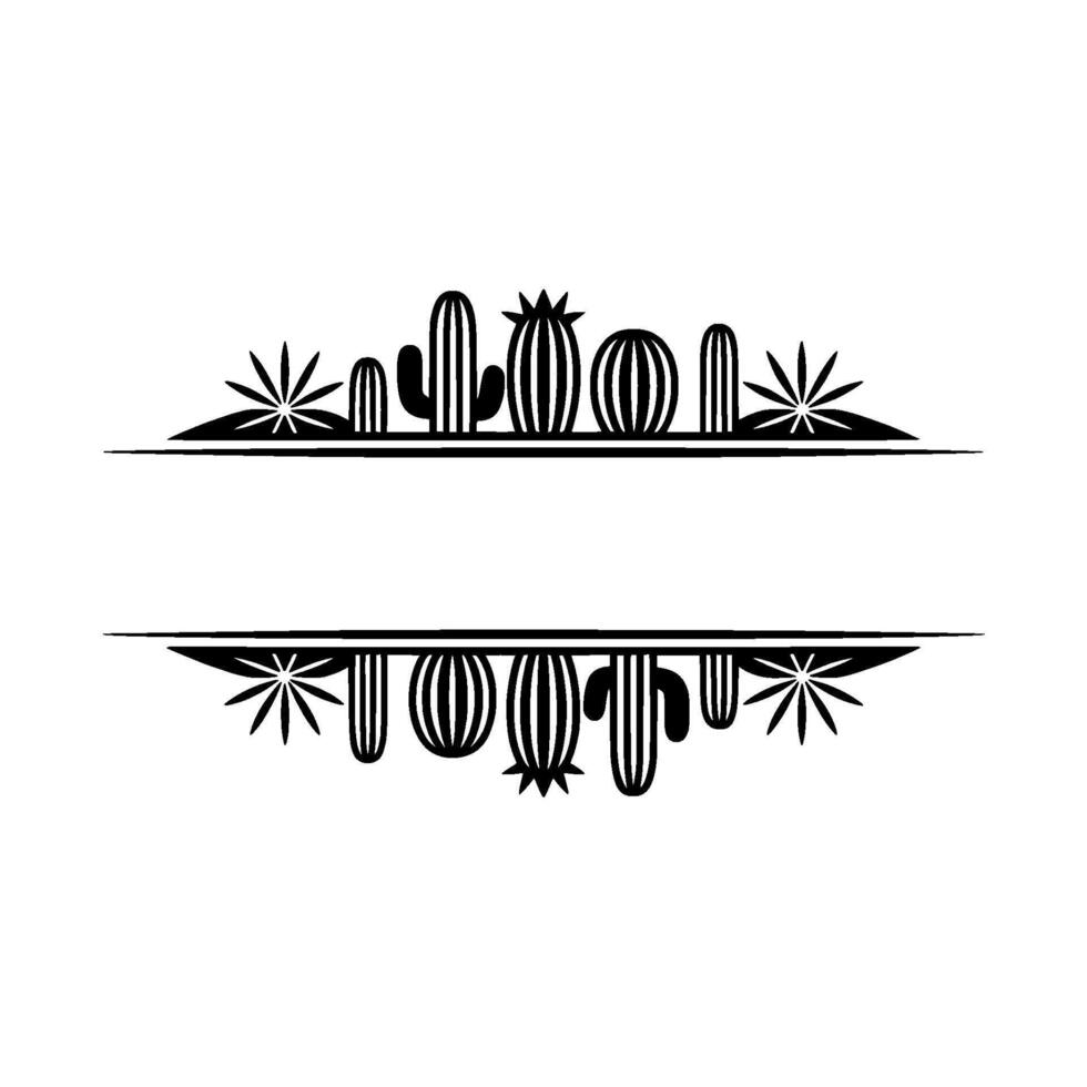 Minimalist Cactus Frame - Black White, Text Space, Southwestern vector