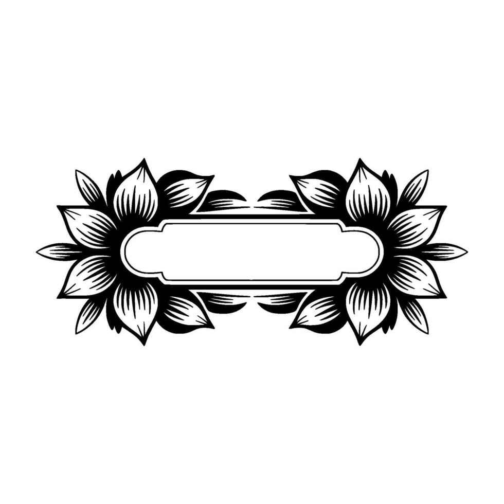 Floral Frame Black and White Ornamental Element vector