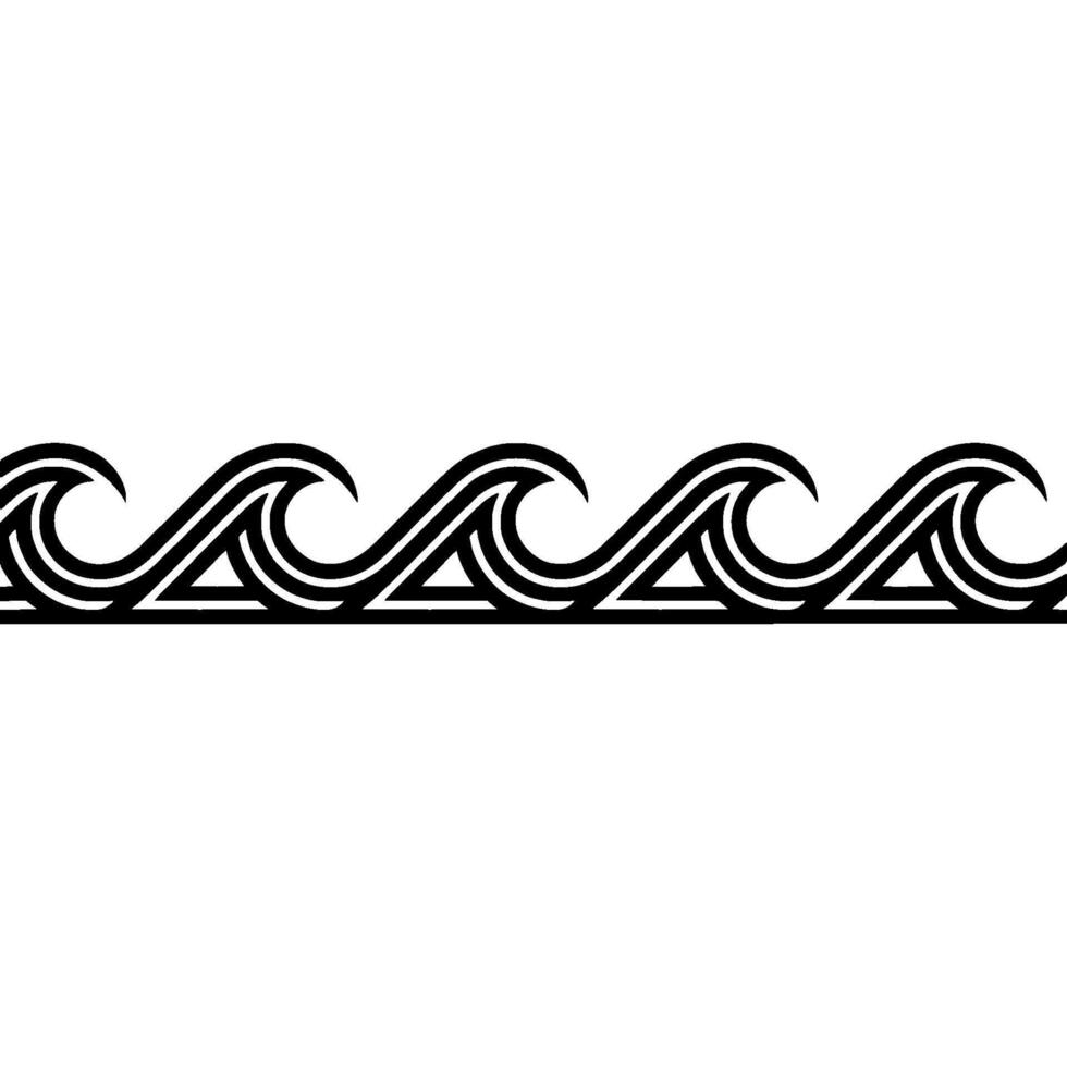 Minimalist Wave Pattern Border, Black White vector