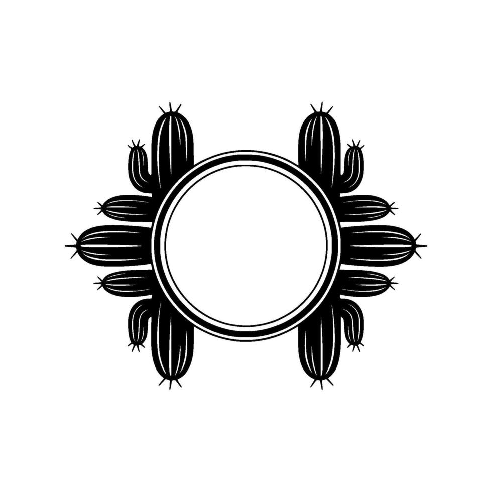 Minimalist Cactus Frame Desert-Themed Circular vector