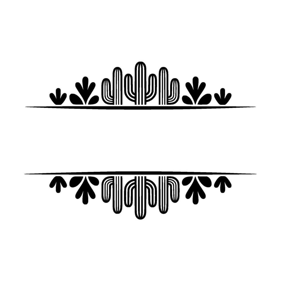 Modern Desert Cactus Frame Black White for Invitations Branding vector