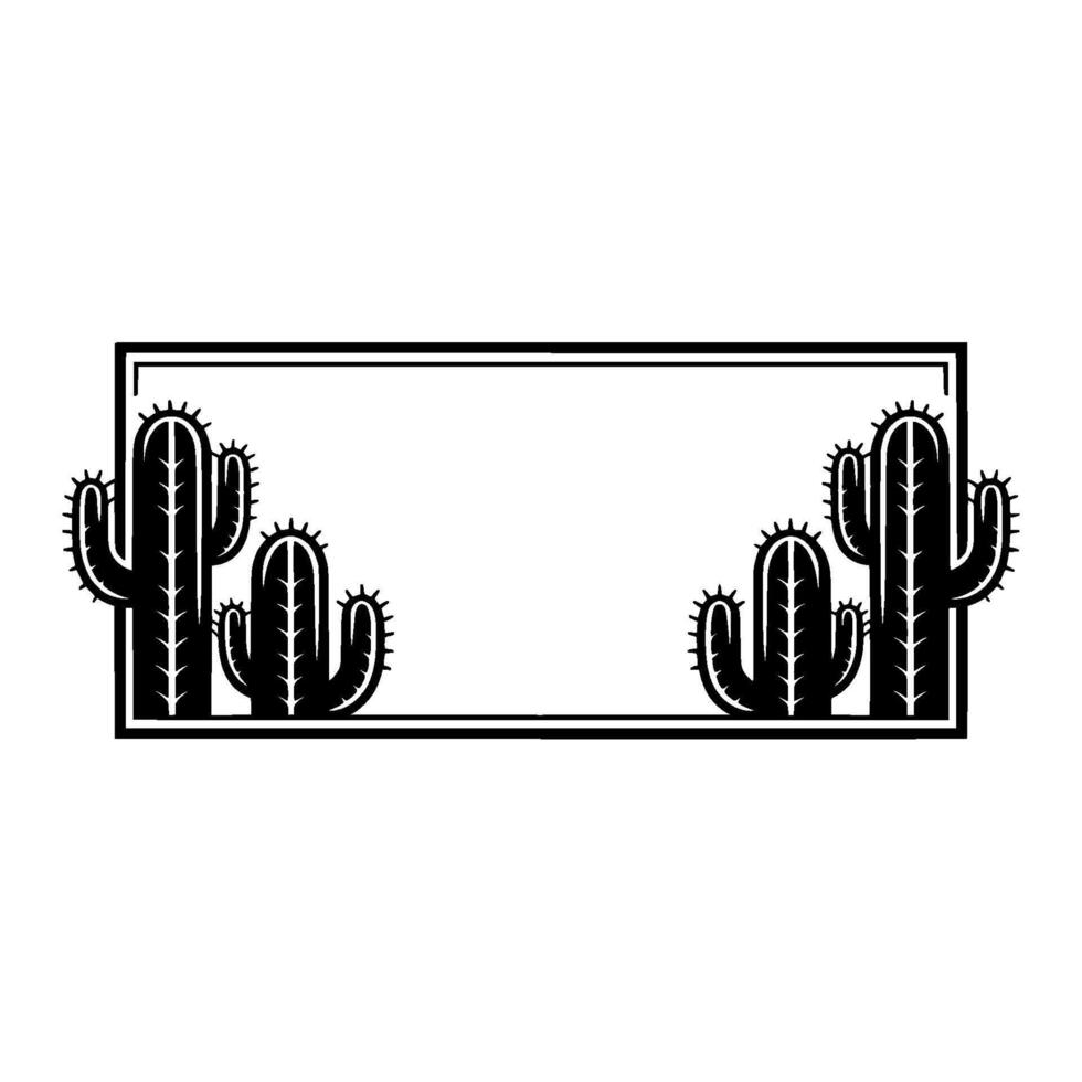 Cactus Frame Illustration - Southwestern, Minimalist, Decorative vector