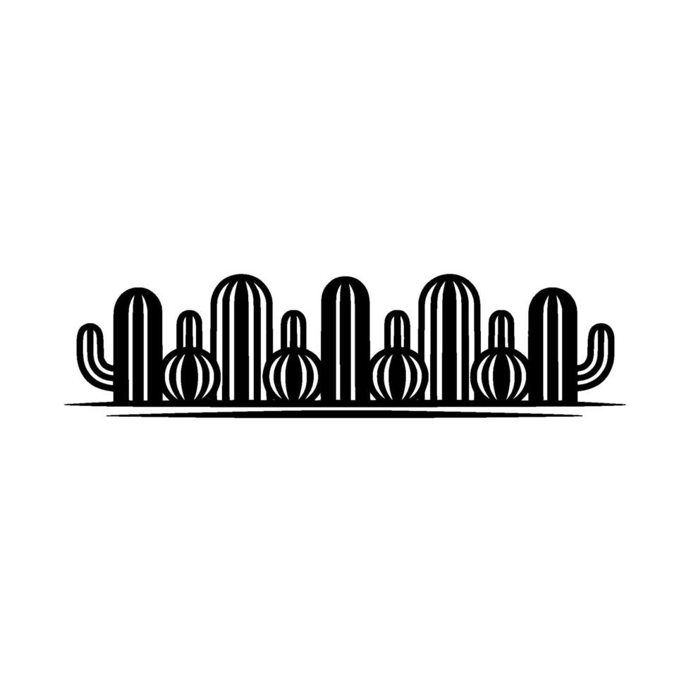 Minimalist Cactus Line Art Desert Landscape, Cacti vector