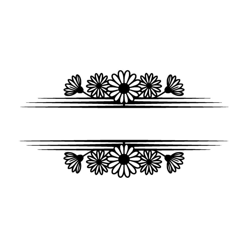 Daisy Flower Floral Frame, Decorative Divider, Minimalist vector