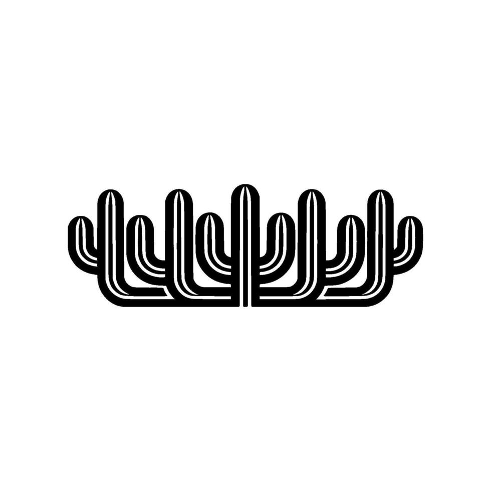 Minimalist Black Line Cactus Arrangement on White Background vector